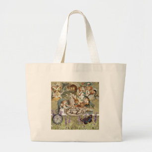 Alice Adventures in Wonderland Mad Tea Party Large Tote Bag