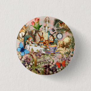 Alice Adventures in Wonderland Tea Party Art 3 Cm Round Badge
