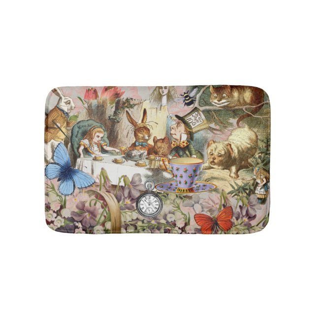 Alice Adventures in Wonderland Tea Party Art Bath Mat (Front)