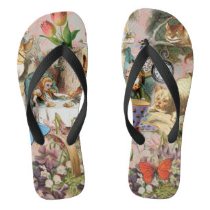 Alice Adventures in Wonderland Tea Party Art Jandals