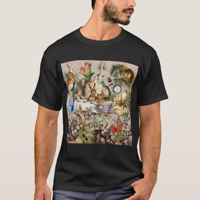 Alice Adventures in Wonderland Tea Party Art T-Shirt (Front)