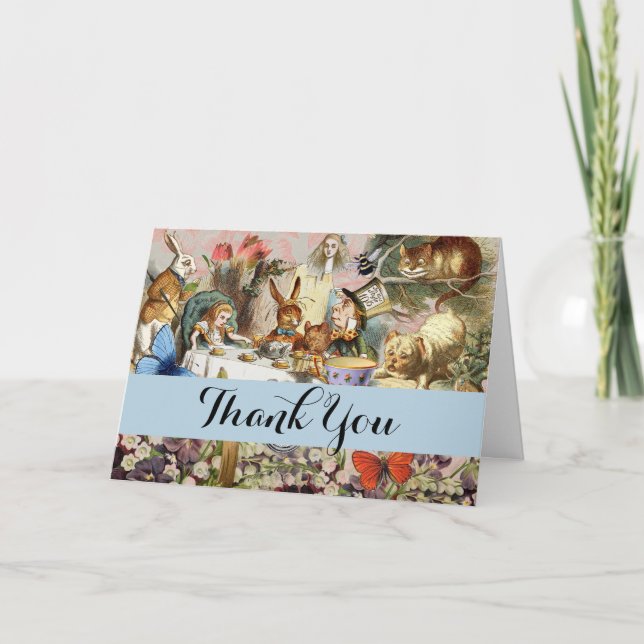 Alice Adventures in Wonderland Tea Party Art Thank You Card (Front)