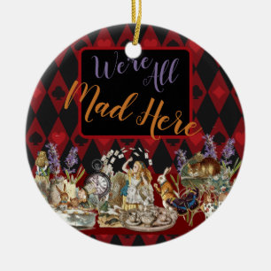 Alice Adventures with Wonderland Mad Cheshire Cat Ceramic Tree Decoration