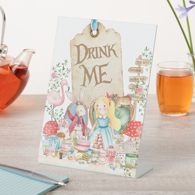 Alice Adventures Woderland Birthday Drink Me Sign (In SItu)