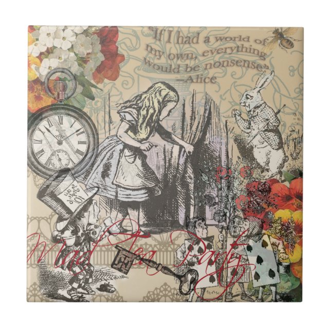 Alice Adventures Wonderland Curtain Classic Art Tile (Front)