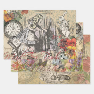 Alice Adventures Wonderland Curtain Classic Art Wrapping Paper Sheet
