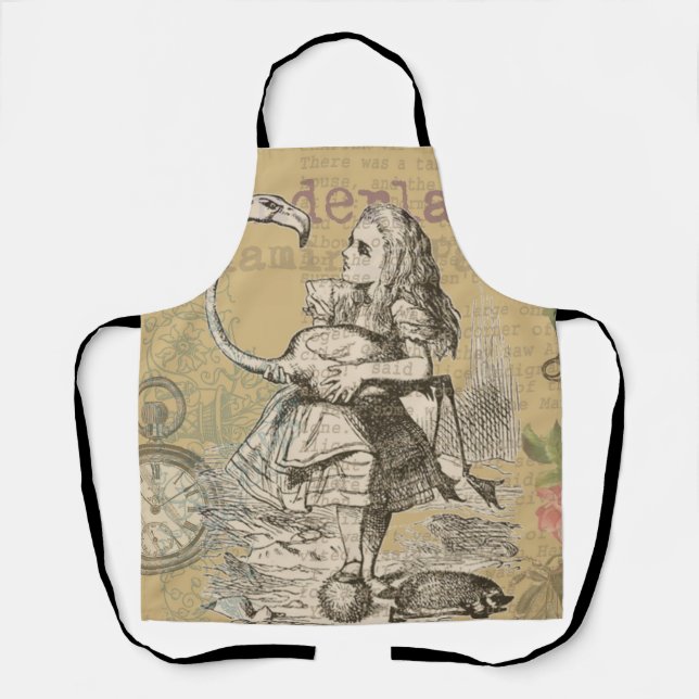 Alice Adventures Wonderland Flamingo Classic Apron (Front)