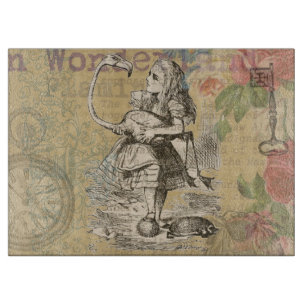 Alice Adventures Wonderland Flamingo Classic Cutting Board