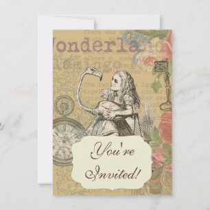 Alice Adventures Wonderland Flamingo Classic Invitation