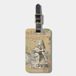 Alice Adventures Wonderland Flamingo Classic Luggage Tag