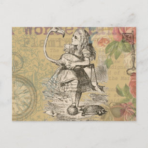 Alice Adventures Wonderland Flamingo Classic Postcard