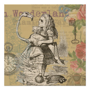 Alice Adventures Wonderland Flamingo Classic Poster
