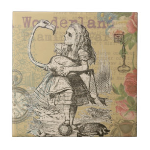 Alice Adventures Wonderland Flamingo Classic Tile
