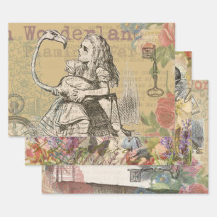 Alice Adventures Wonderland Flamingo Classic Wrapping Paper Sheet
