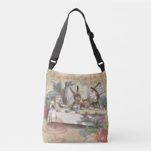 Alice Adventures Wonderland Mad Tea Party Art Crossbody Bag