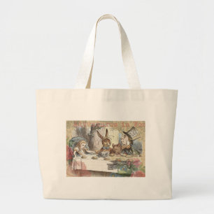 Alice Adventures Wonderland Mad Tea Party Art Large Tote Bag