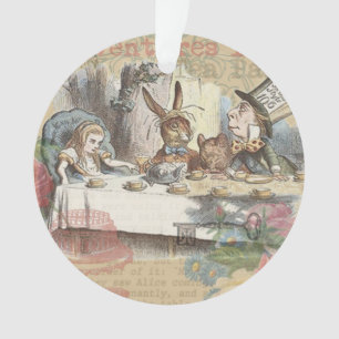 Alice Adventures Wonderland Mad Tea Party Art Ornament