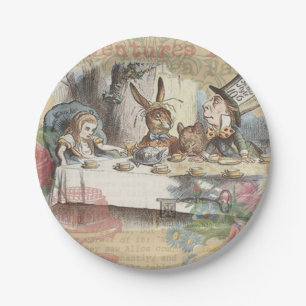 Alice Adventures Wonderland Mad Tea Party Art Paper Plate