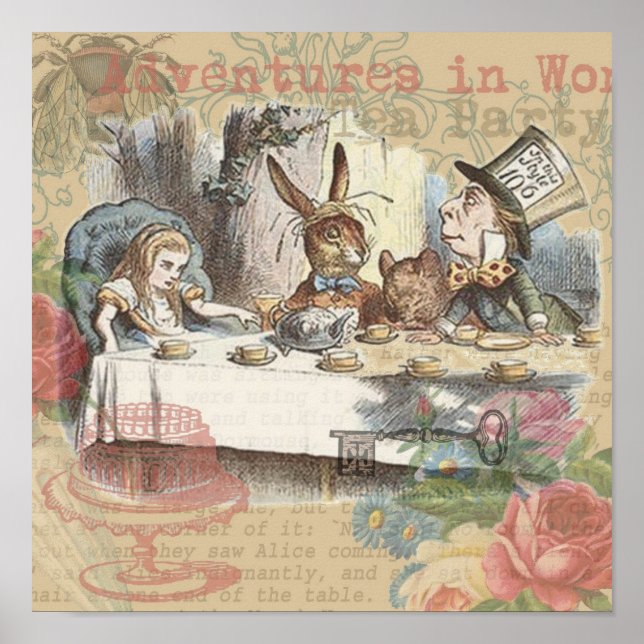 Alice Adventures Wonderland Mad Tea Party Art Poster (Front)