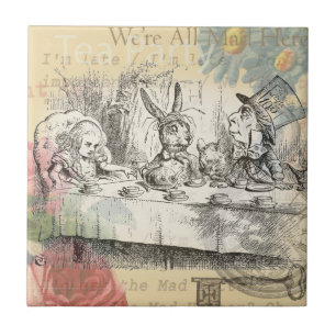 Alice Adventures Wonderland Mad Tea Party Art Tile