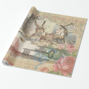 Alice Adventures Wonderland Mad Tea Party Art Wrapping Paper