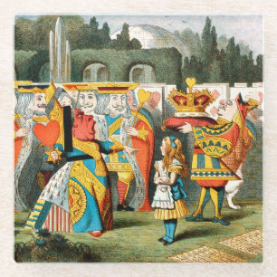 Alice Adventures Wonderland Queen of Hearts Glass Coaster