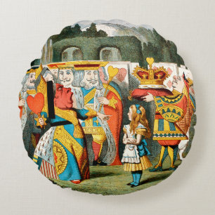 Alice Adventures Wonderland Queen of Hearts Round Cushion
