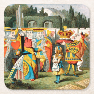 Alice Adventures Wonderland Queen of Hearts Square Paper Coaster