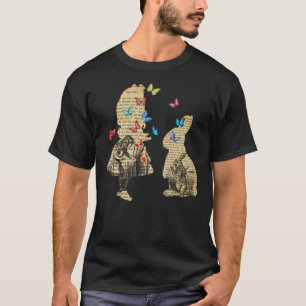 Alice &Amp; The Rabbit - Vintage Wonderland Book T-Shirt