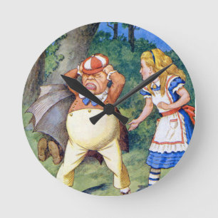 Alice and an angry Tweedledum in Wonderland Round Clock