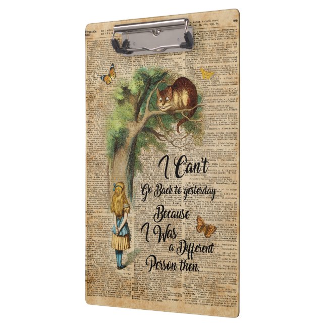 Alice and Cheshire Cat Quote Dictionary Art Clipboard (Left)