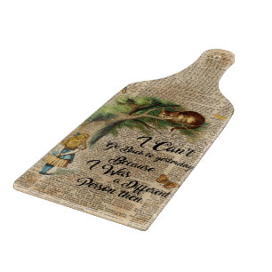 Alice and Cheshire Cat Quote Dictionary Art Cutting Board