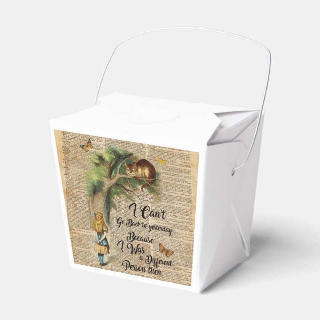 Alice and Cheshire Cat Quote Dictionary Art Favour Box (Front Side)