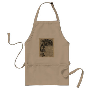Alice and Cheshire Stencil Art On Old Book Page Standard Apron