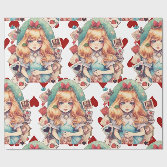 Alice and Hearts Theme Wrapping Paper (Flat)