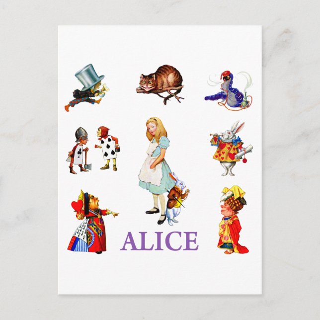 Alice and her friends in Wonderland Postcard (Front)