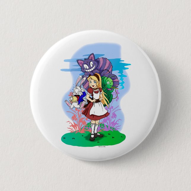 Alice and her Wonderful Friends Button (Front)
