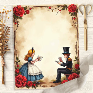 Alice and Mad Hatter Reading Scrapbook Paper