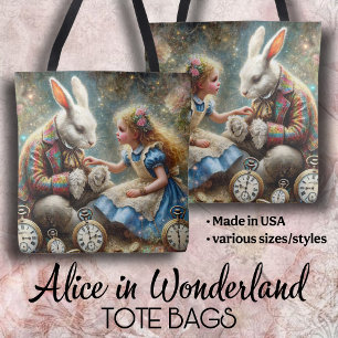 Alice and Rabbit Wonderland Fantasy Art Tote Bag
