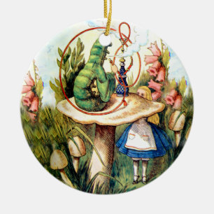 Alice and the Caterpillar in Wonderland Ceramic Tree Decoration