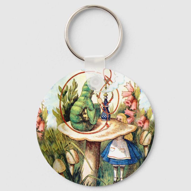 Alice and the Caterpillar in Wonderland Key Ring (Front)