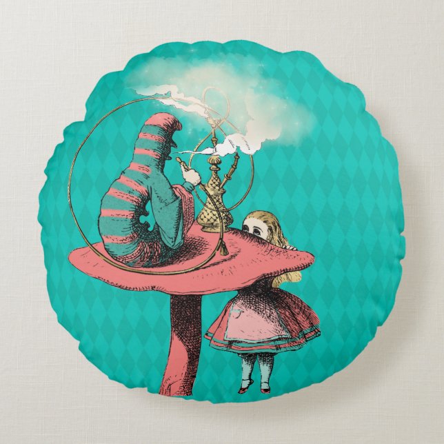 Alice and the Caterpillar Round Cushion (Front)