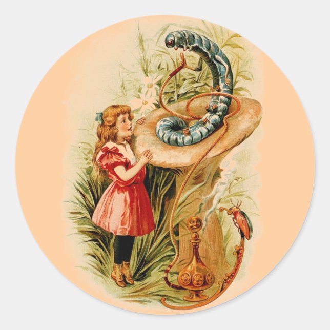 Alice and the Caterpillar Round Stickers (Front)