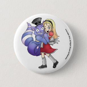 Alice and the Cheshire Cat Button