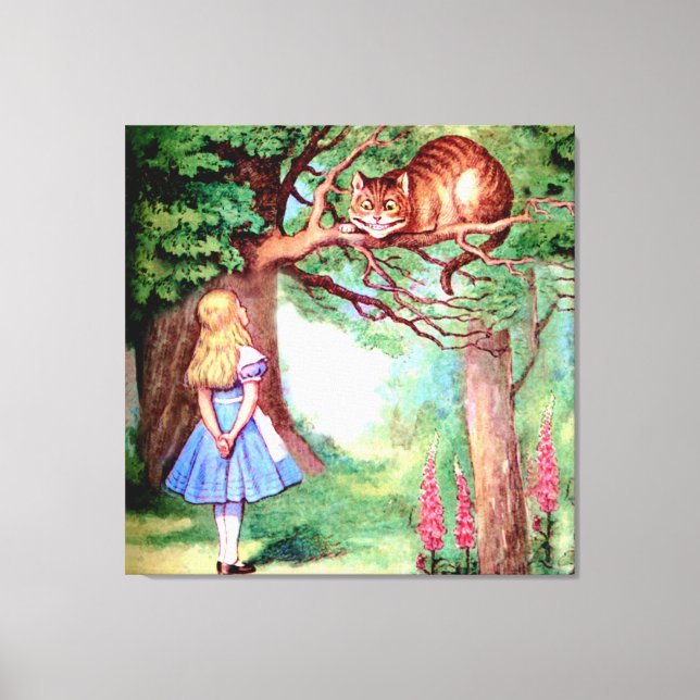 Alice and the Cheshire Cat in Wonderland Canvas Print (Front)