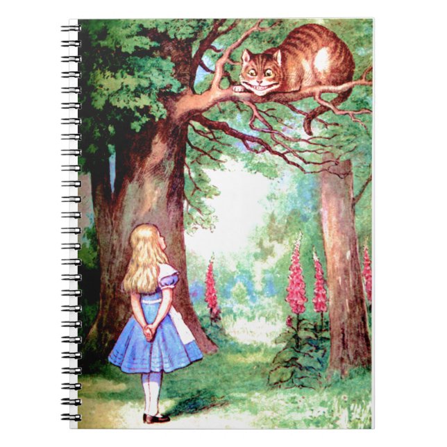 Alice and The Cheshire Cat in Wonderland Spiral Notebook (Front)