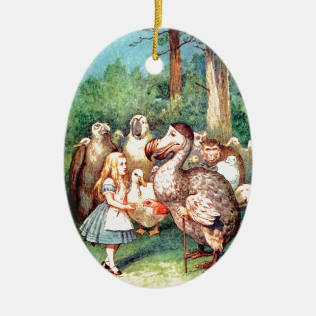 Alice and The Dodo Bird in Wonderland Ceramic Tree Decoration (Front)