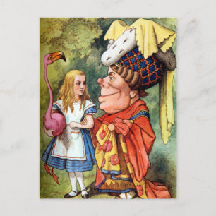Alice and the Duchess Play Flamingo Croquet Postcard