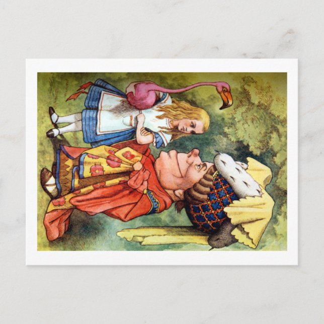 Alice and the Duchess Play Flamingo Croquet Postcard (Front)