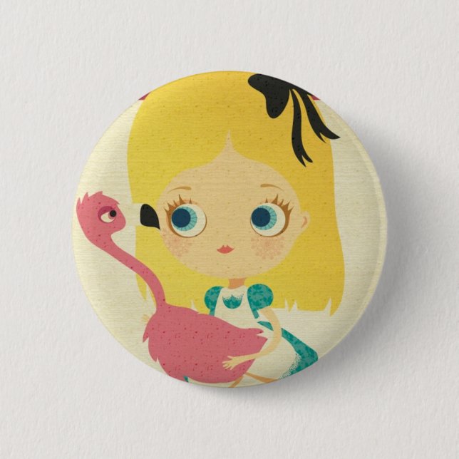 Alice and the Flamingo Pin button (Front)